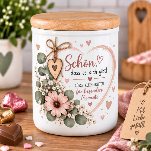 Keramikdose mit holzdeckel - keramikdose,